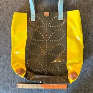 Orla Kiely Stylish Yellow and Brown Tote Bag